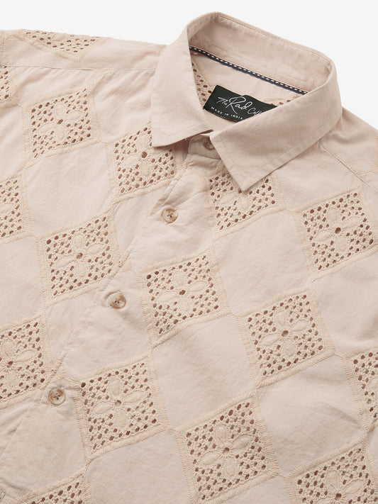 Beige Lozenge Schiffli Shirt