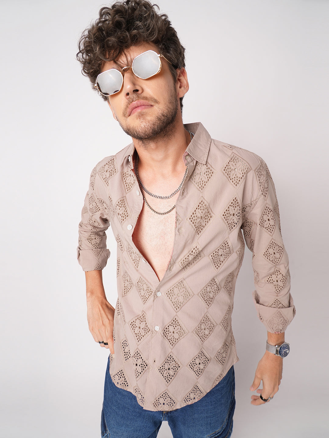 Rose Dust Artisan Stitch Schiffli Shirt