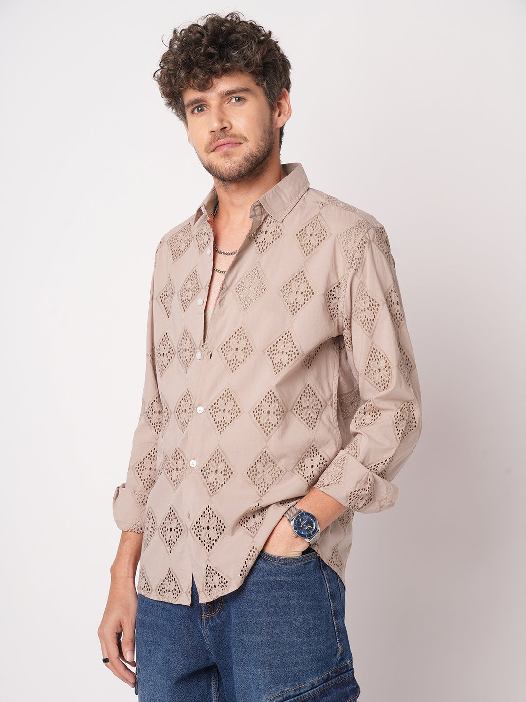 Rose Dust Artisan Stitch Schiffli Shirt