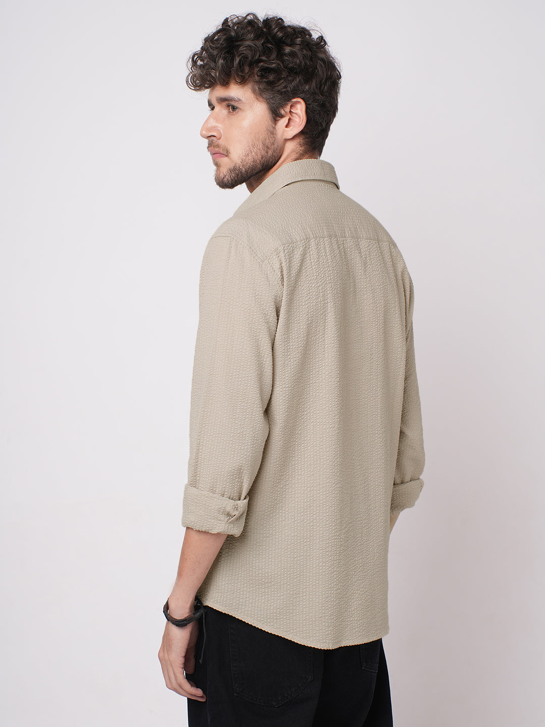 Pearl Beige Seersucker Shirt