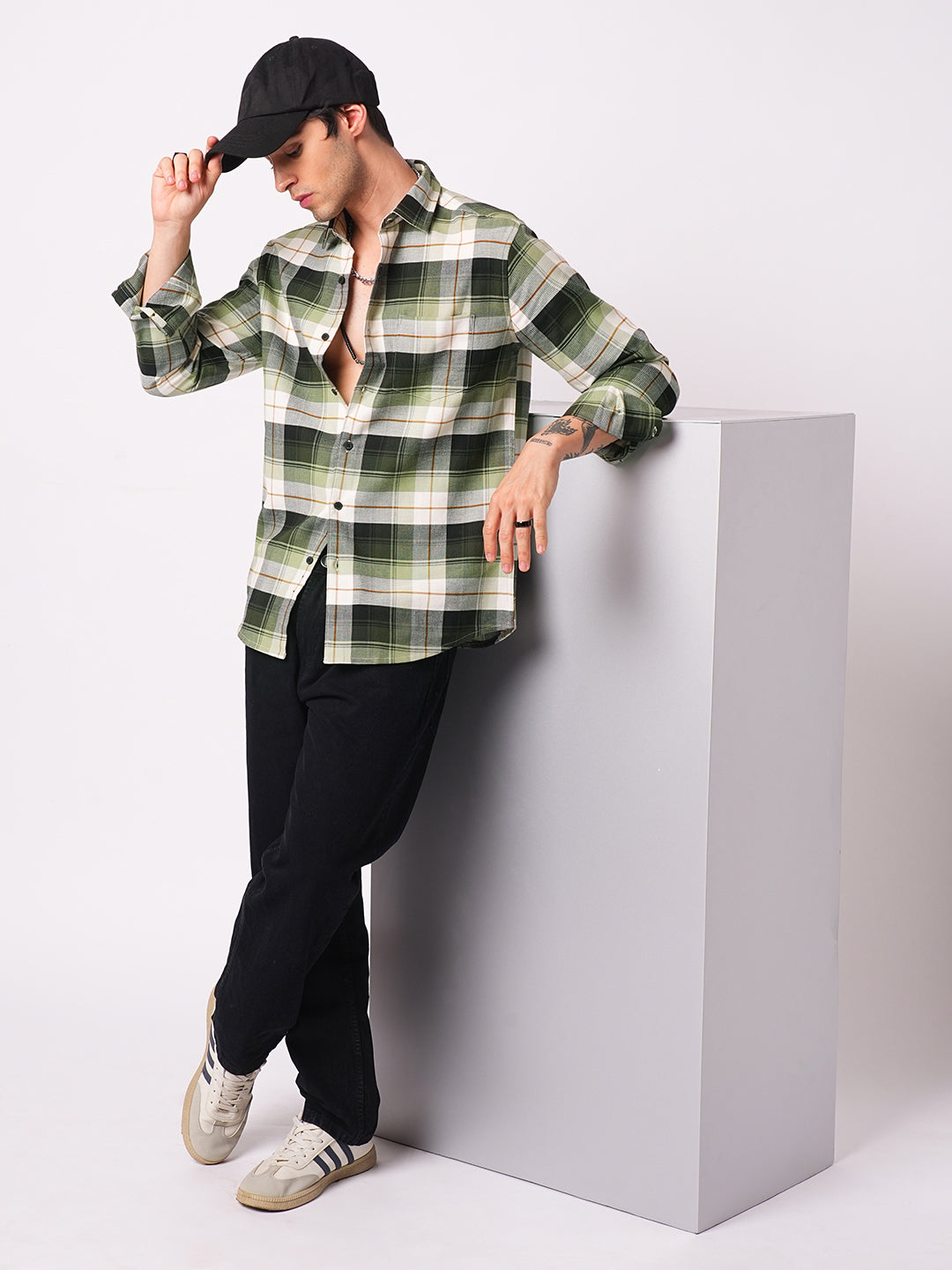 Premium Cotton Elegant Green Vibe Check Shirt