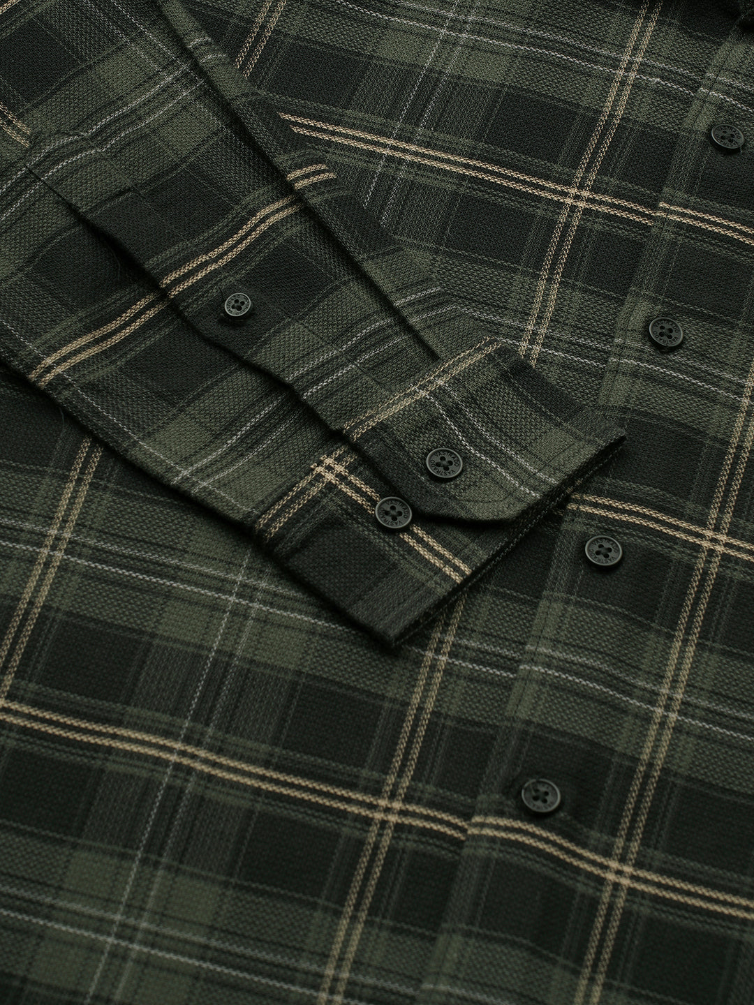 Premium Cotton Olive & Black Tartan Checked Shirt