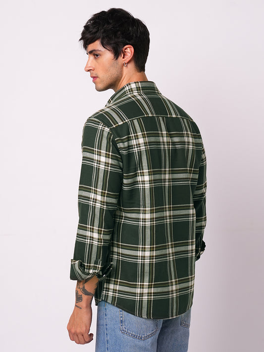 Premium Cotton Evergreen Broad Checks Shirt