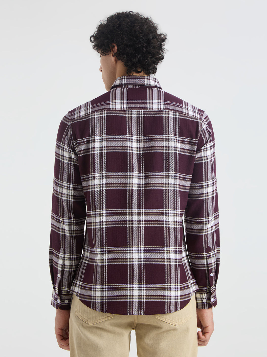 Premium Cotton Vintage Deep Wine Plaid Checks Shirt