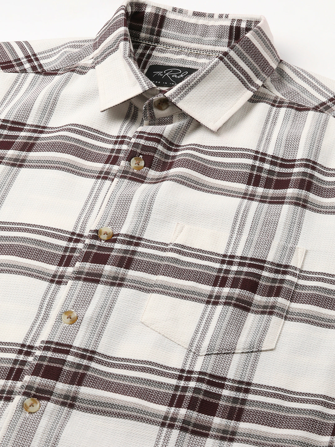 Premium Cotton Timeless White & Maroon Broad Checkered Shirt