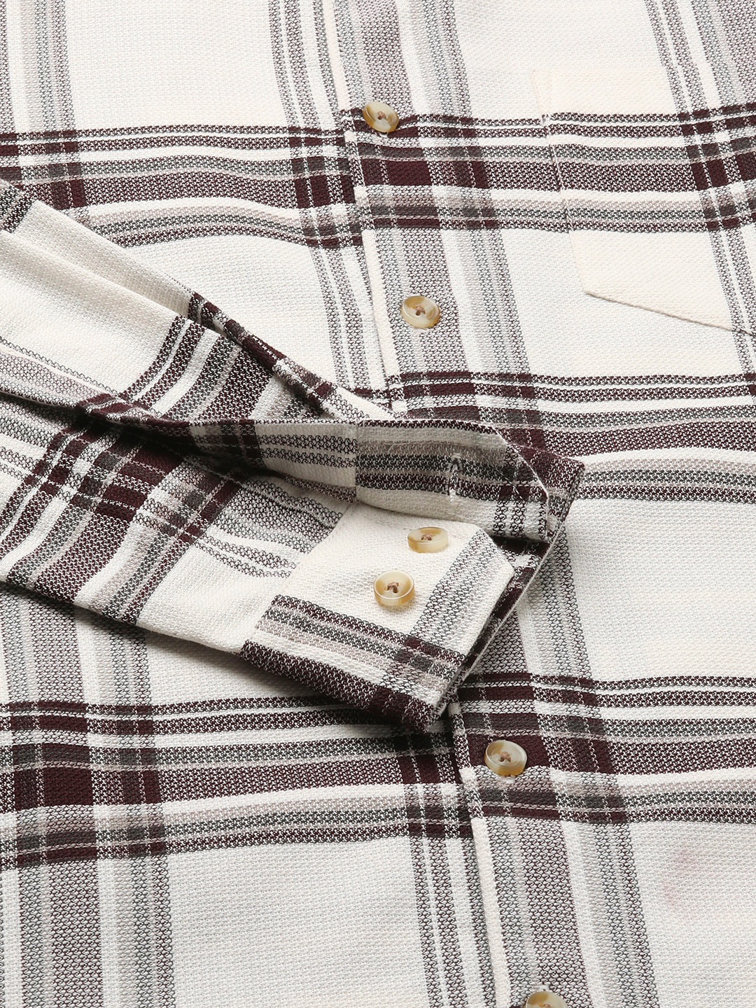 Premium Cotton Timeless White & Maroon Broad Checkered Shirt