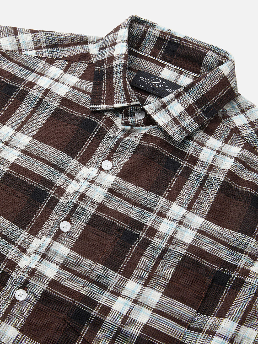 Premium Cotton Espresso Grid Retro Plaid Shirt