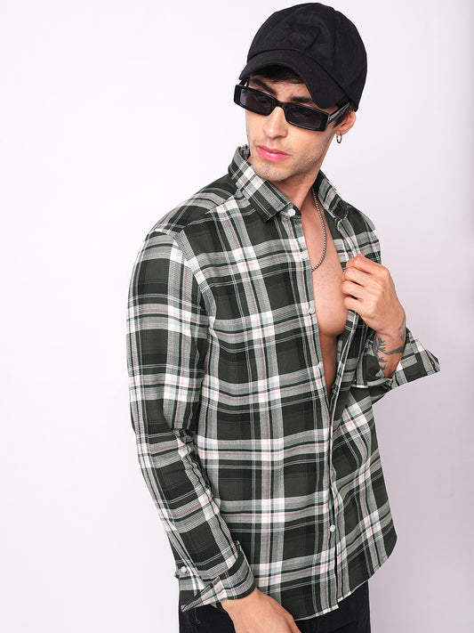Premium Cotton Evergreen Plaid Checks Opulent Shirt