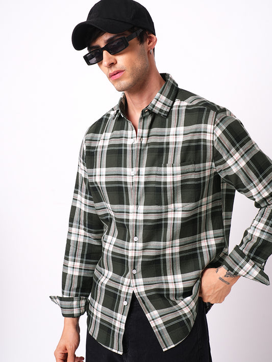 Premium Cotton Evergreen Plaid Checks Opulent Shirt
