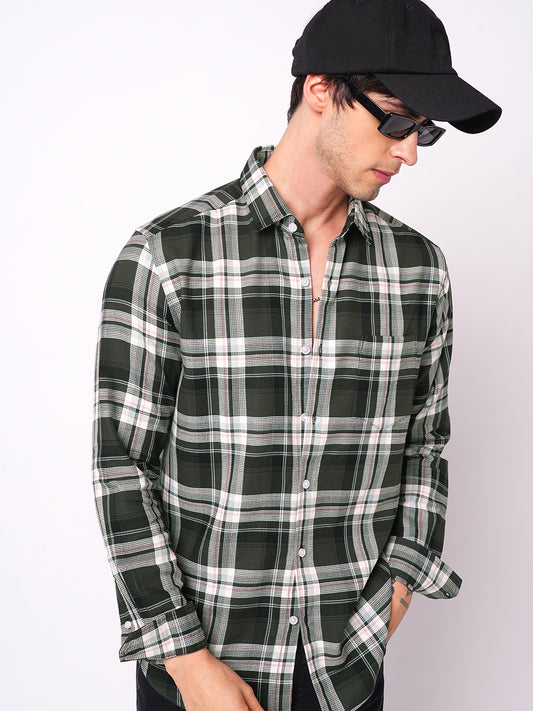 Premium Cotton Evergreen Plaid Checks Opulent Shirt