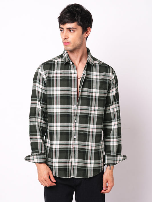 Premium Cotton Evergreen Plaid Checks Opulent Shirt