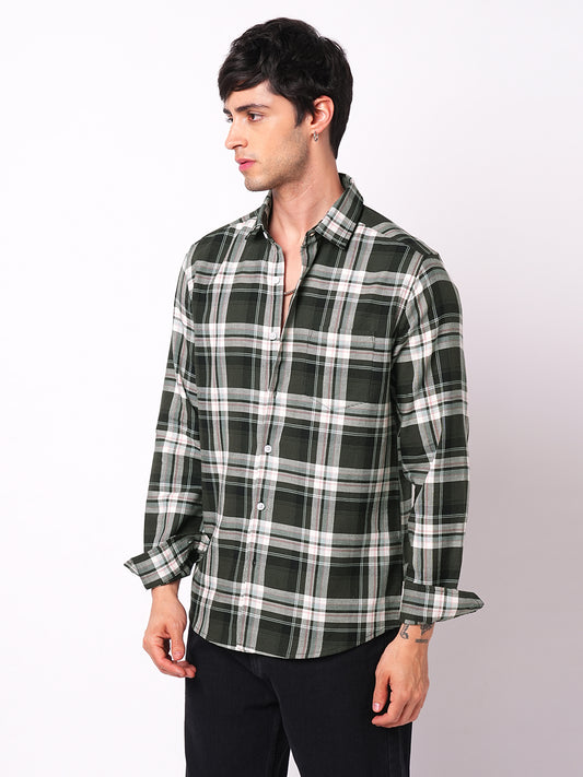 Premium Cotton Evergreen Plaid Checks Opulent Shirt