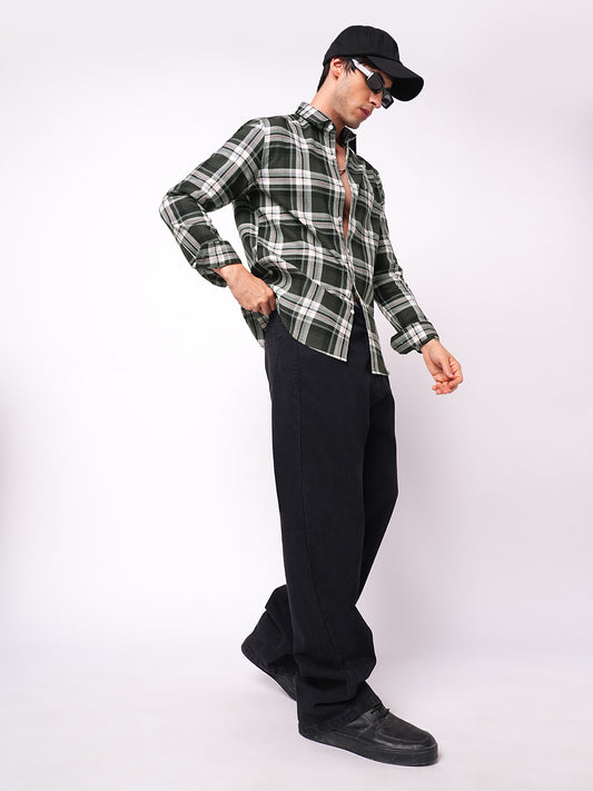 Premium Cotton Evergreen Plaid Checks Opulent Shirt