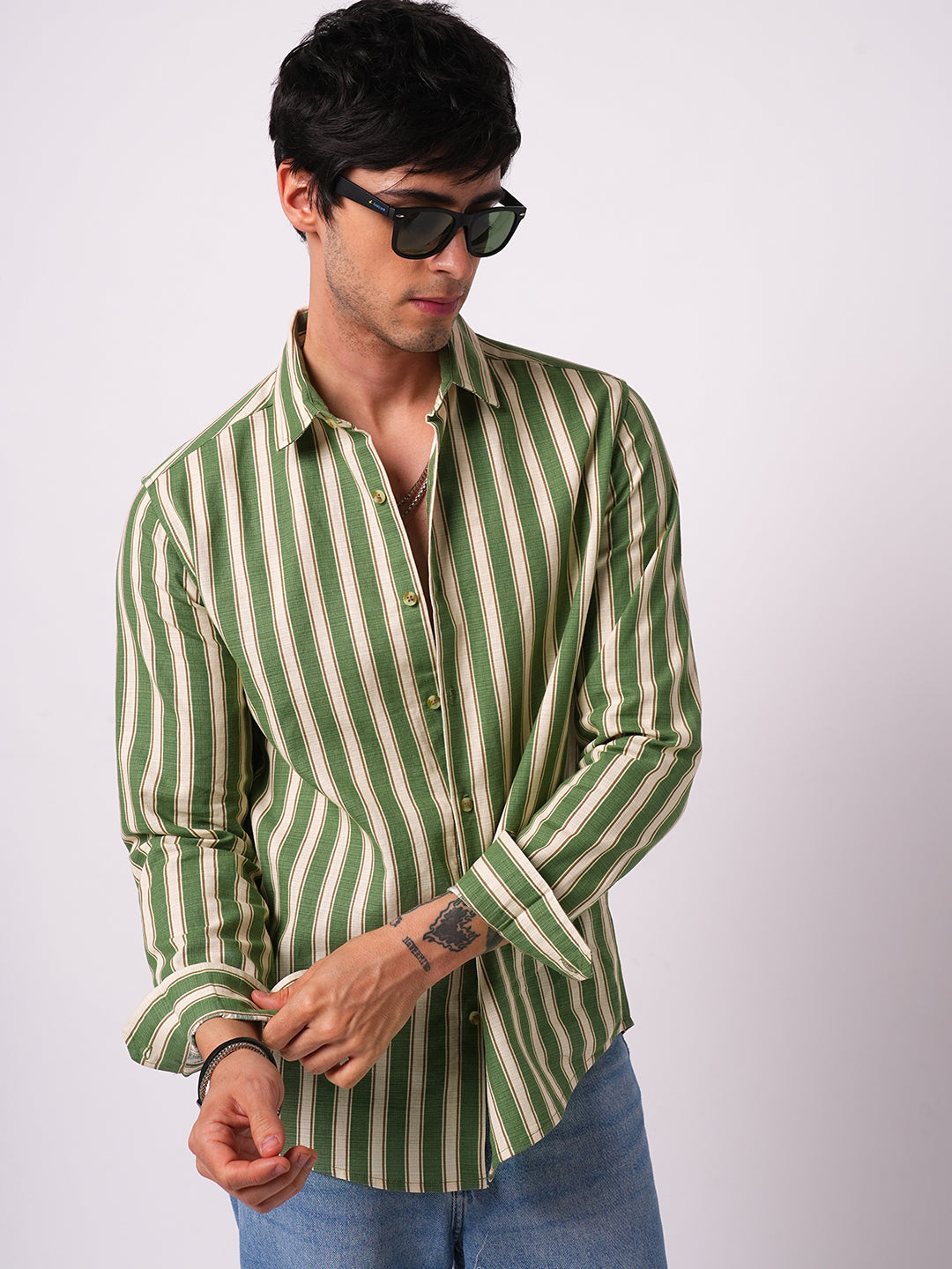 Green Striped Riviera Vibe Shirt