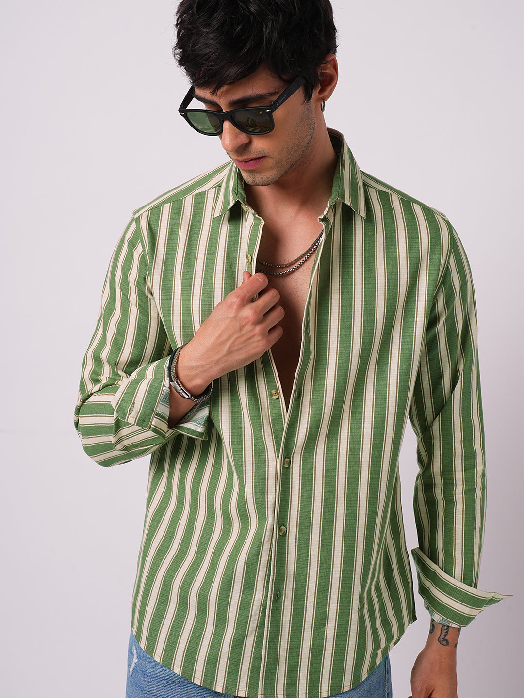 Green Striped Riviera Vibe Shirt