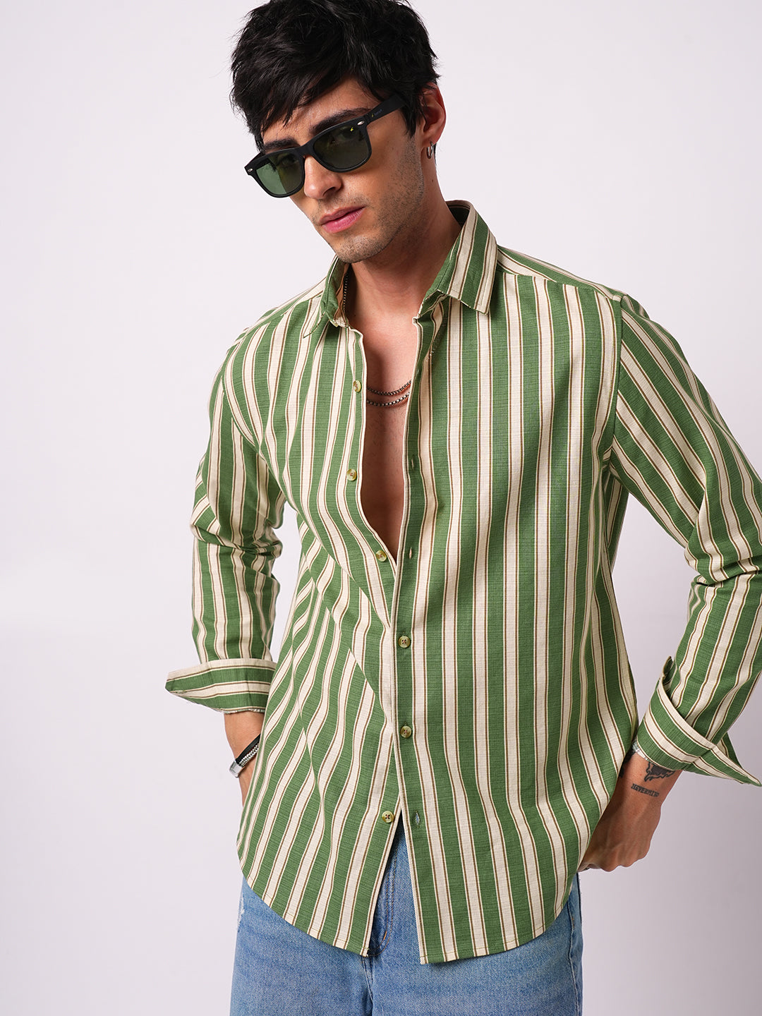 Green Striped Riviera Vibe Shirt