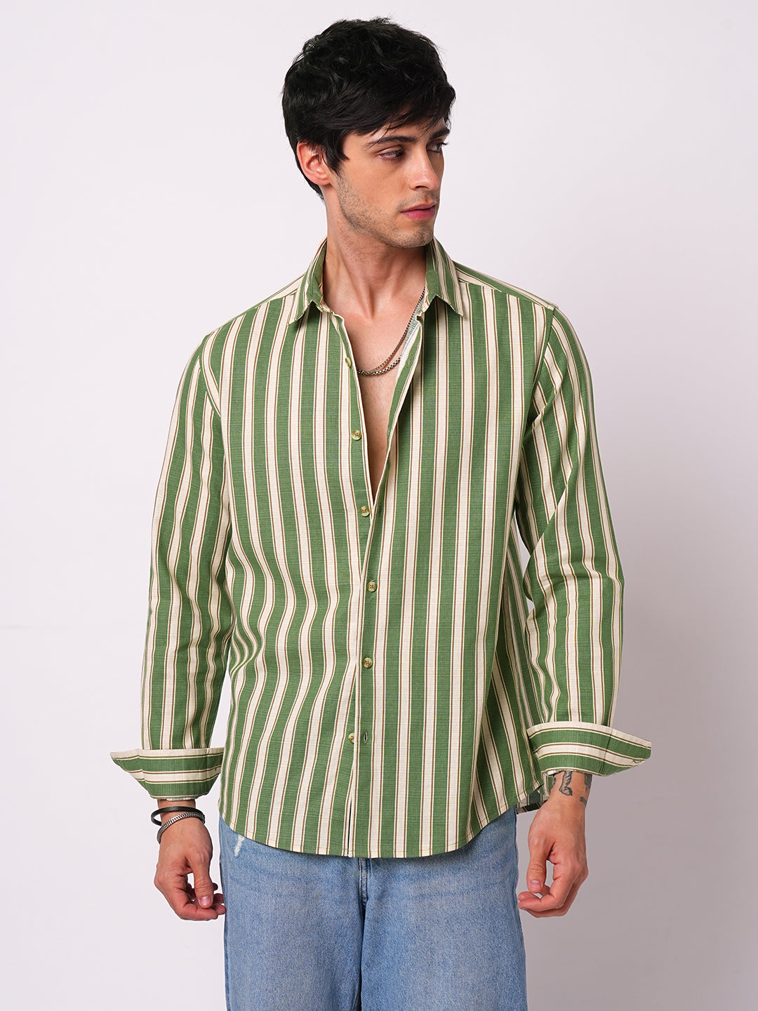 Green Striped Riviera Vibe Shirt