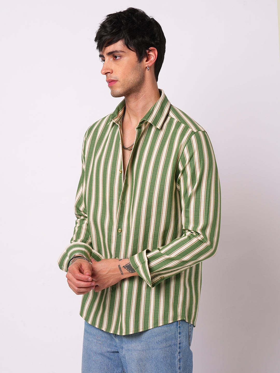 Green Striped Riviera Vibe Shirt