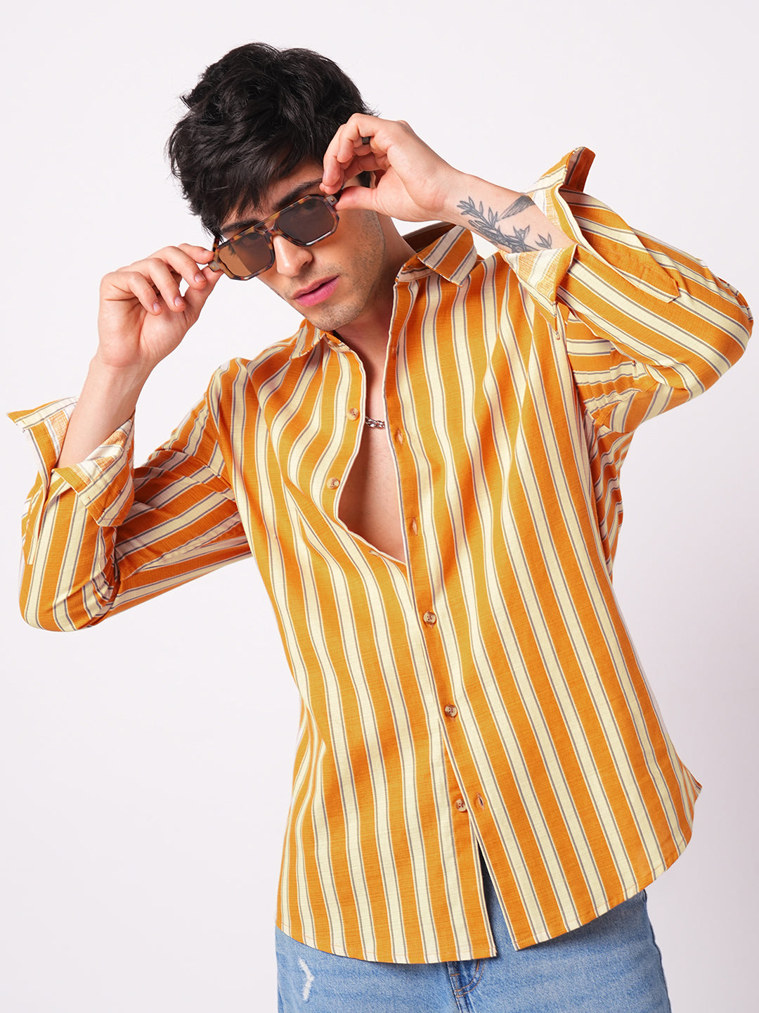 Sunset Orange Vertical Stripe Shirt