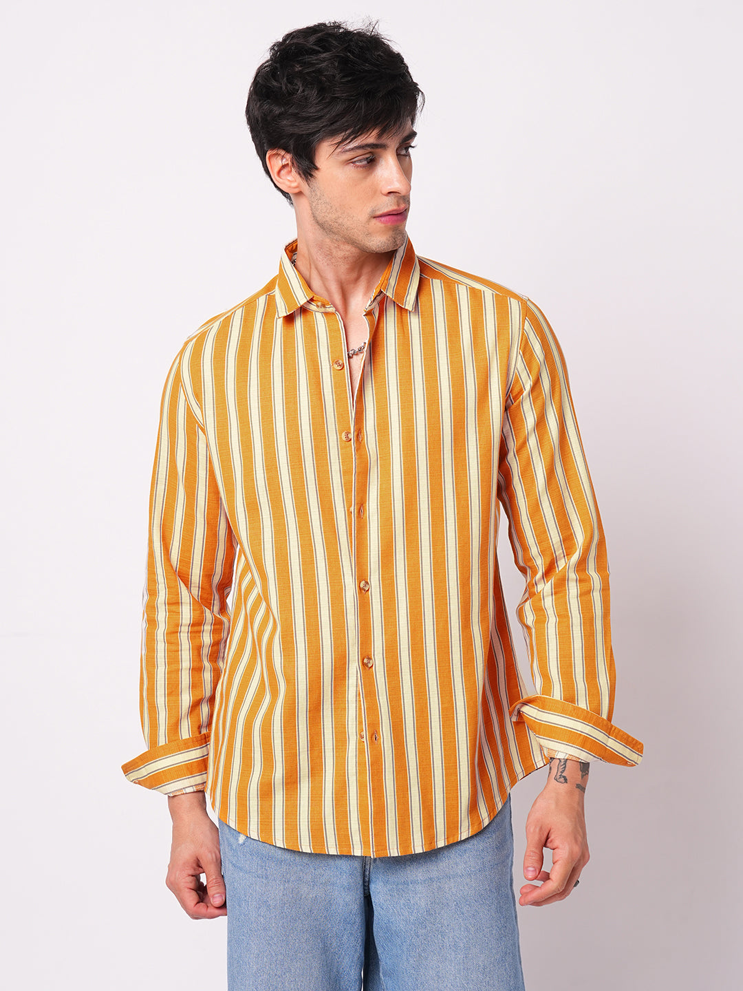 Sunset Orange Vertical Stripe Shirt