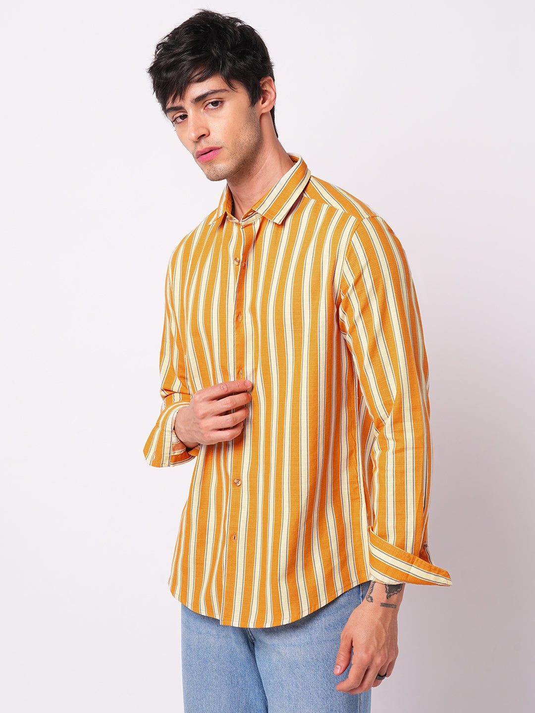 Sunset Orange Vertical Stripe Shirt