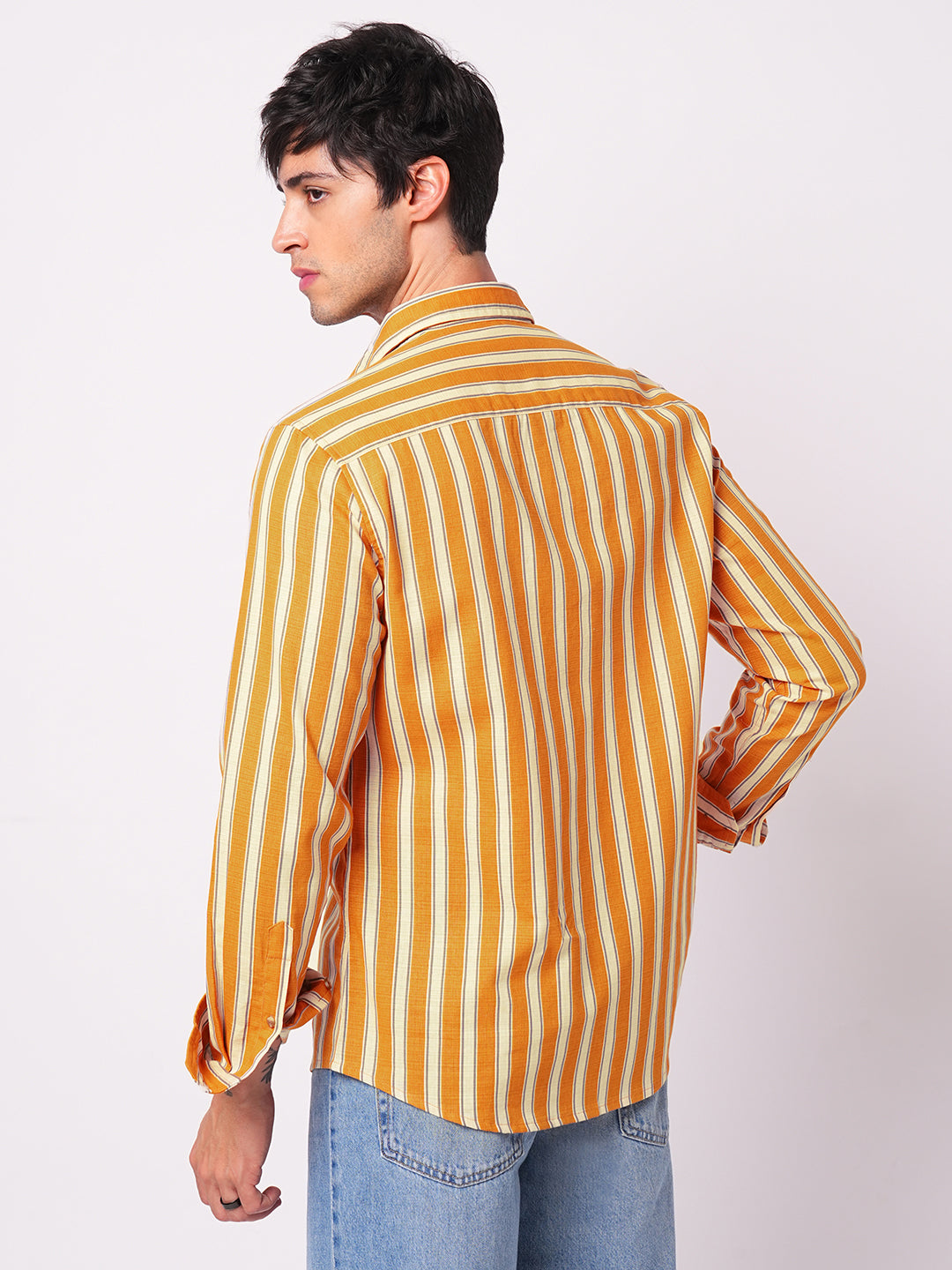 Sunset Orange Vertical Stripe Shirt