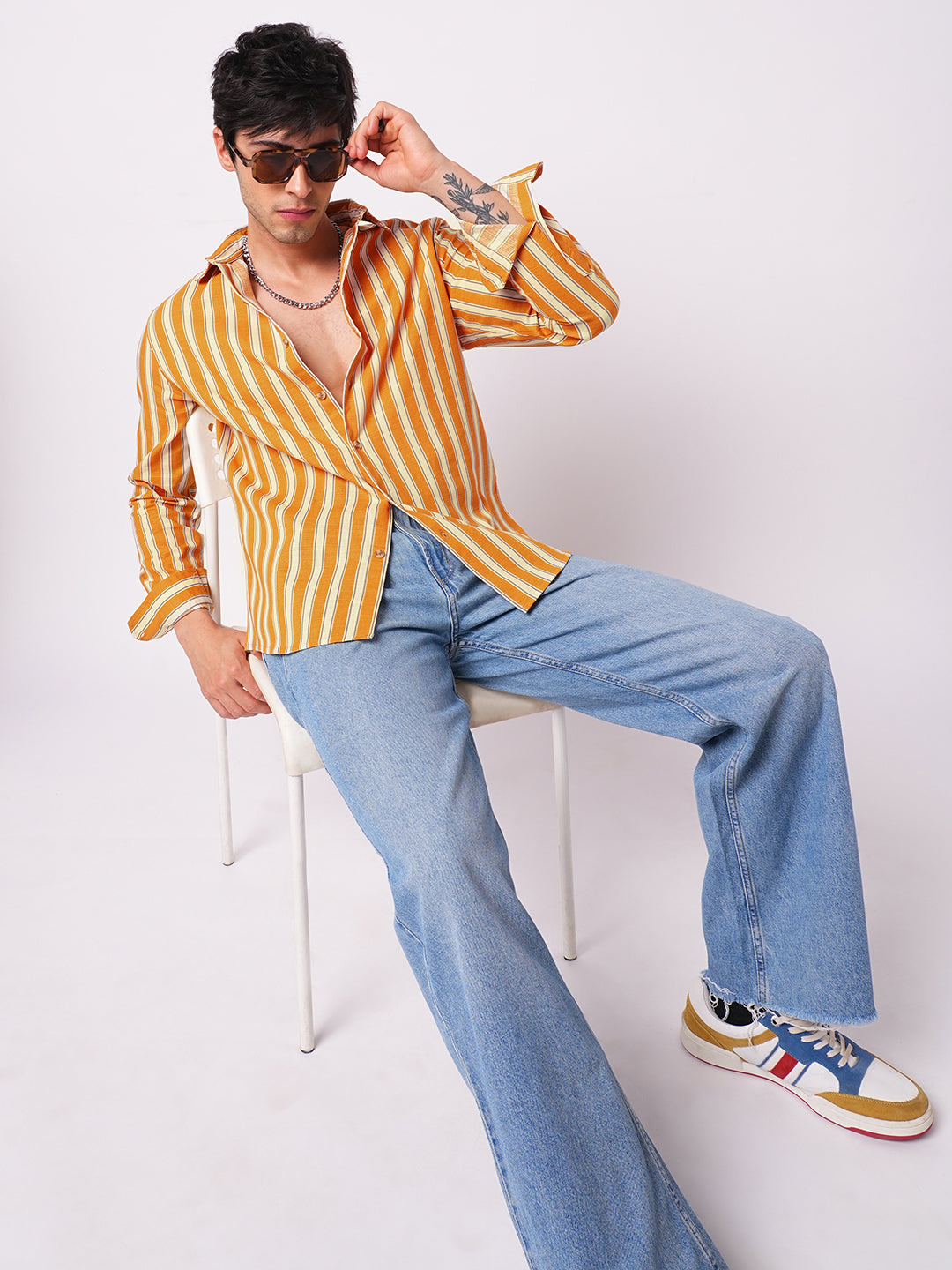 Sunset Orange Vertical Stripe Shirt