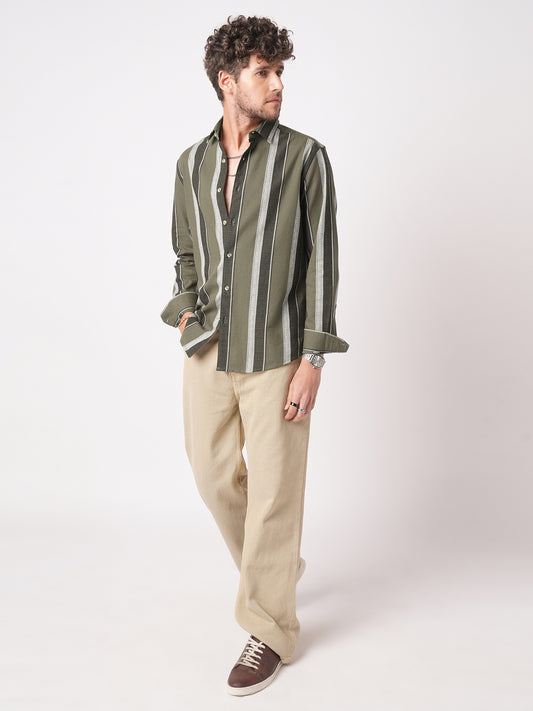 Earthy Olive Sylvan Striped Shirt