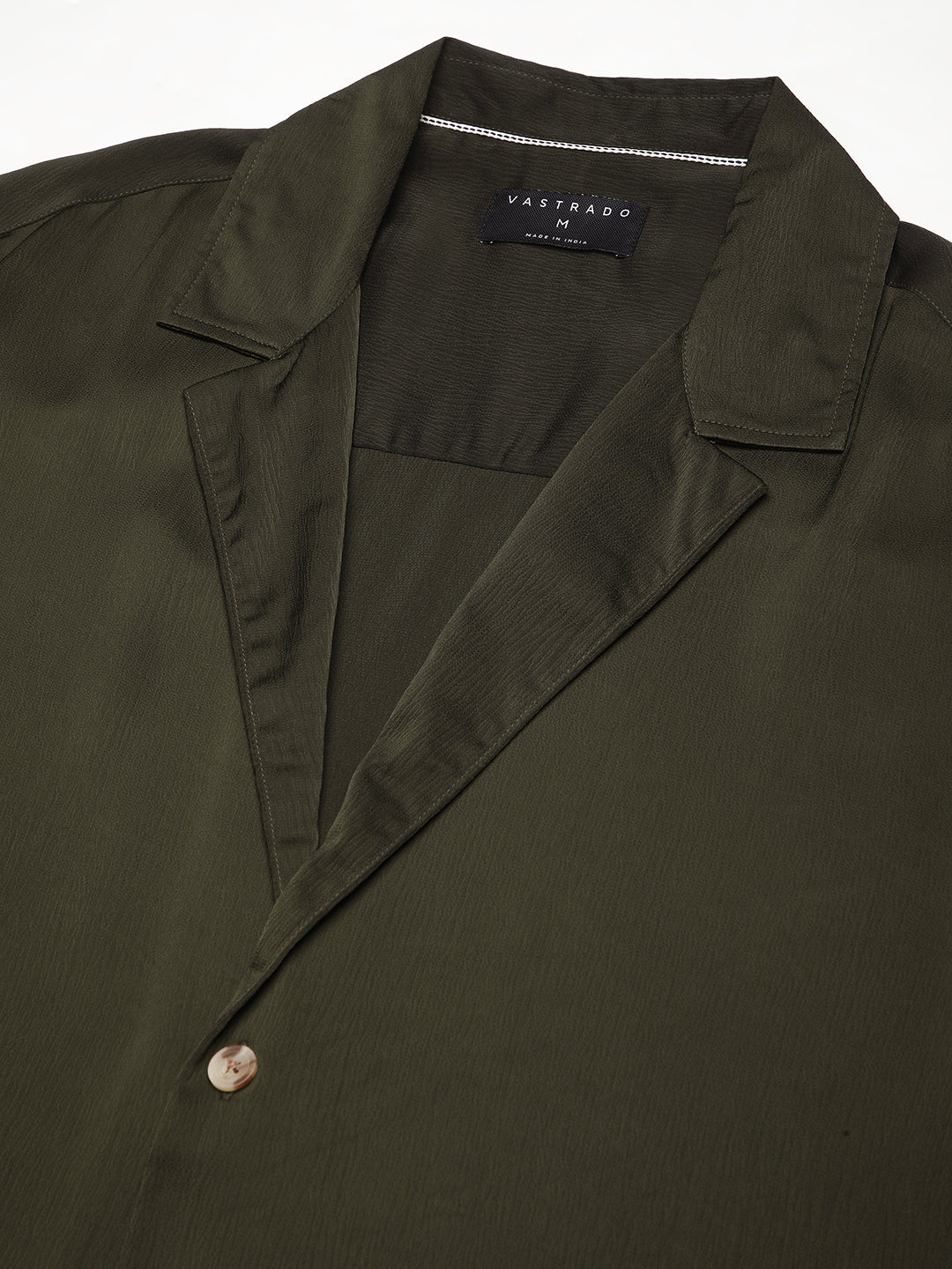 Elegant Green Crinkled Lapel Collar Oversized Shirt