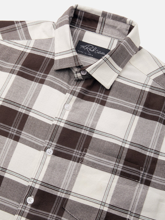 Premium Cotton Classic White & Brown Tartan Checks