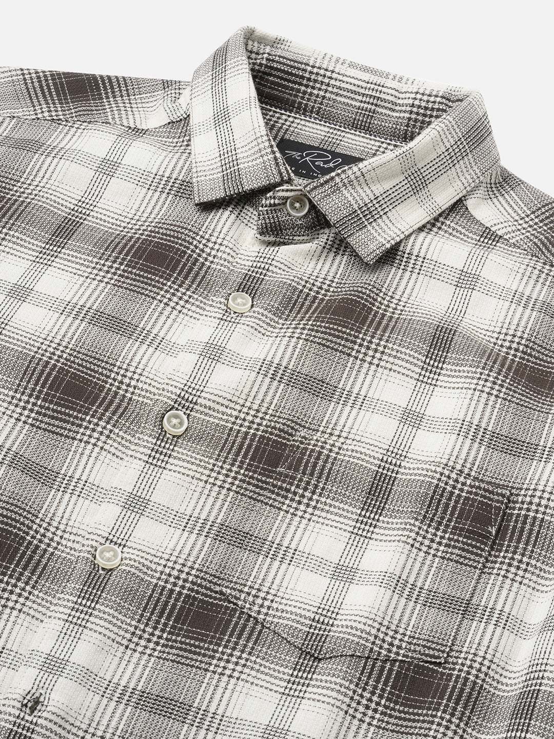 Premium Cotton Brown & White Sable Grid Checks Shirt