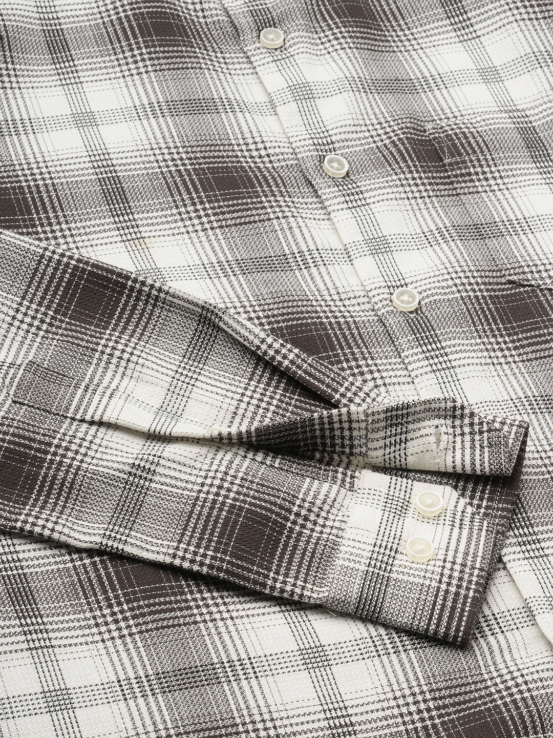 Premium Cotton Brown & White Sable Grid Checks Shirt