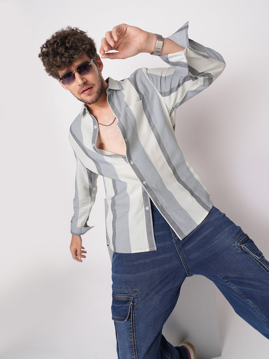 Premium Cotton Classic Dual Tone Broad Stripes Shirt