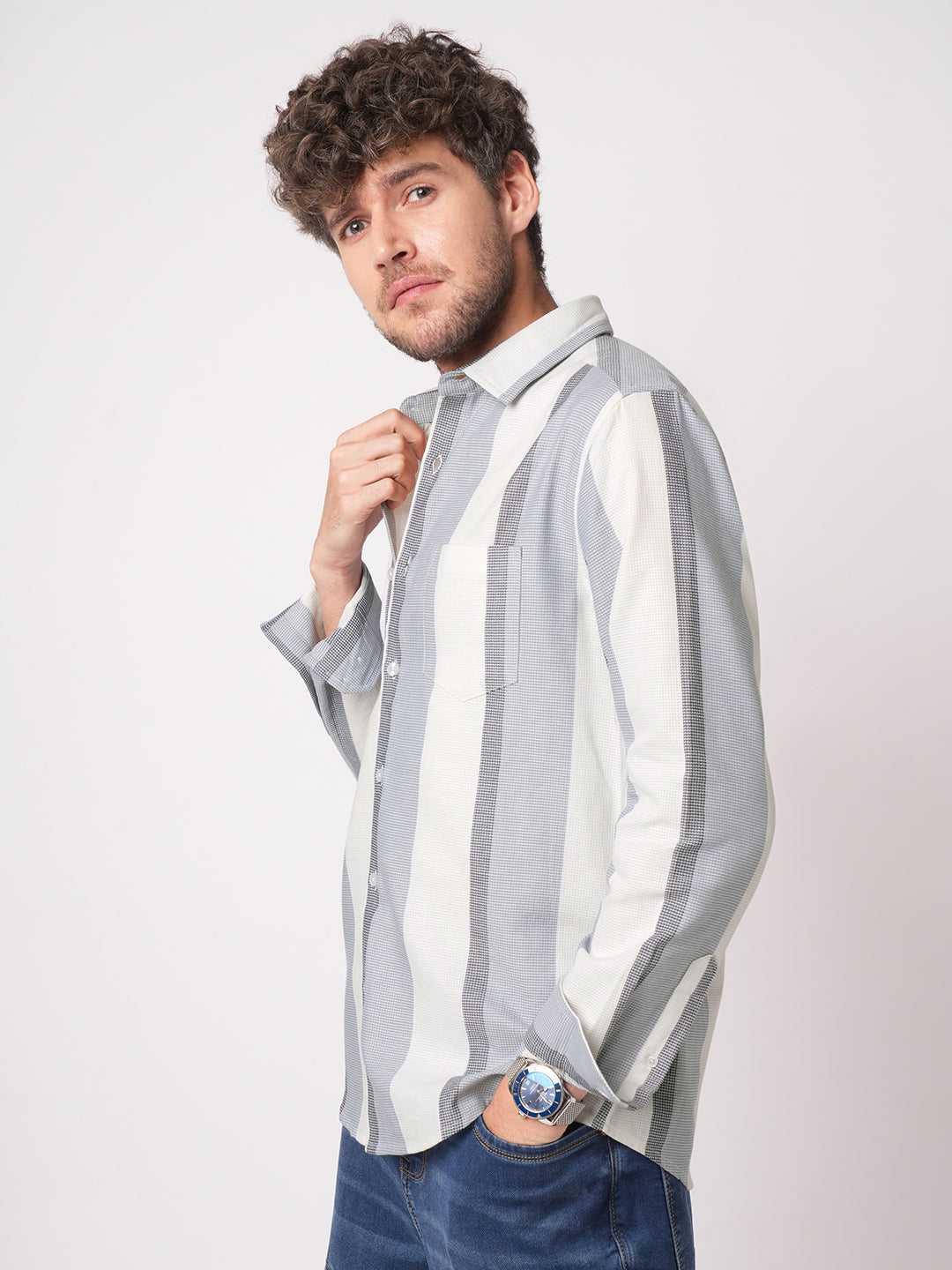 Premium Cotton Classic Dual Tone Broad Stripes Shirt