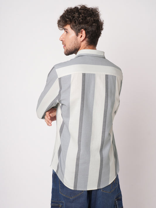 Premium Cotton Classic Dual Tone Broad Stripes Shirt