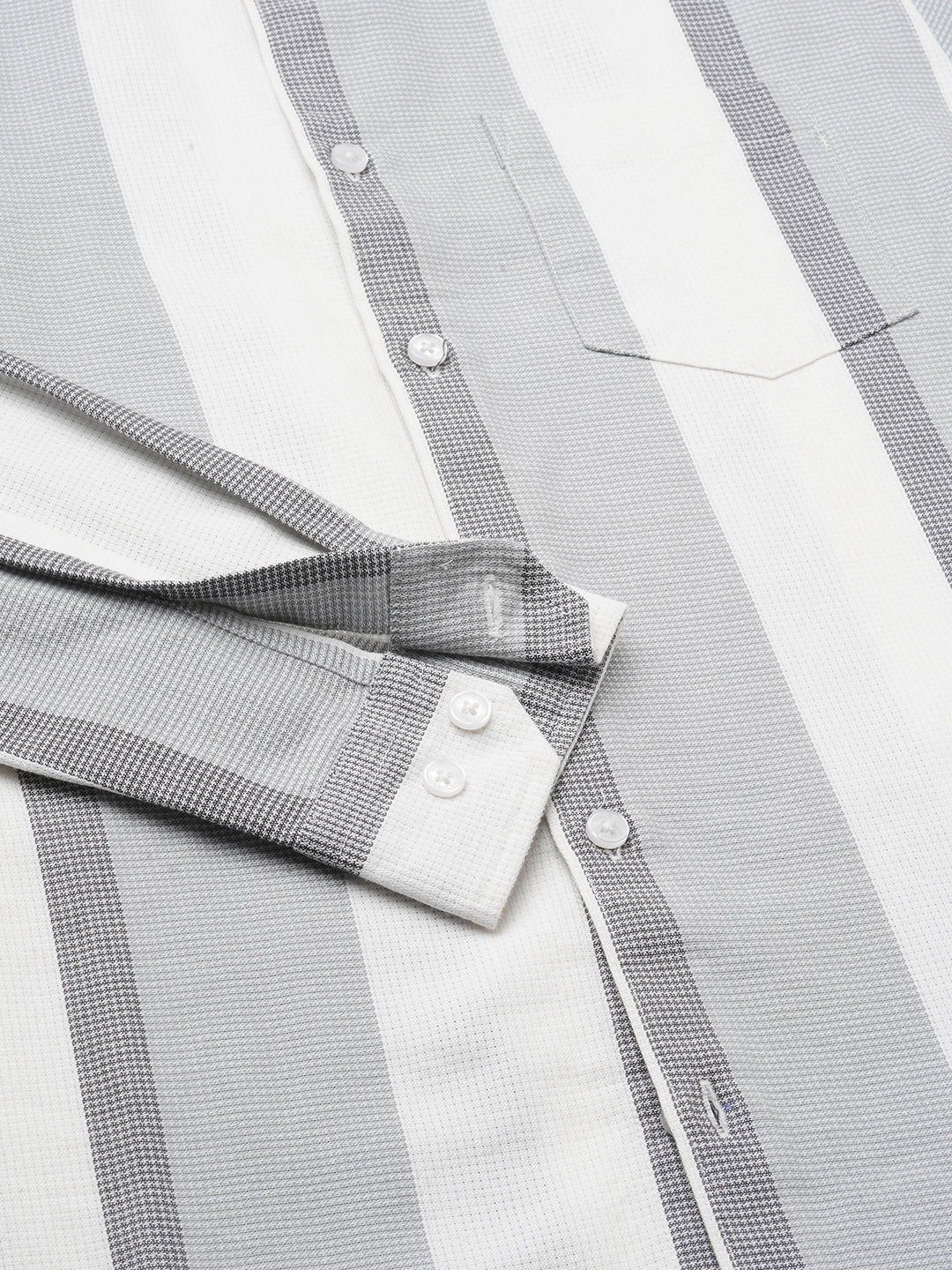 Premium Cotton Classic Dual Tone Broad Stripes Grey Shirt