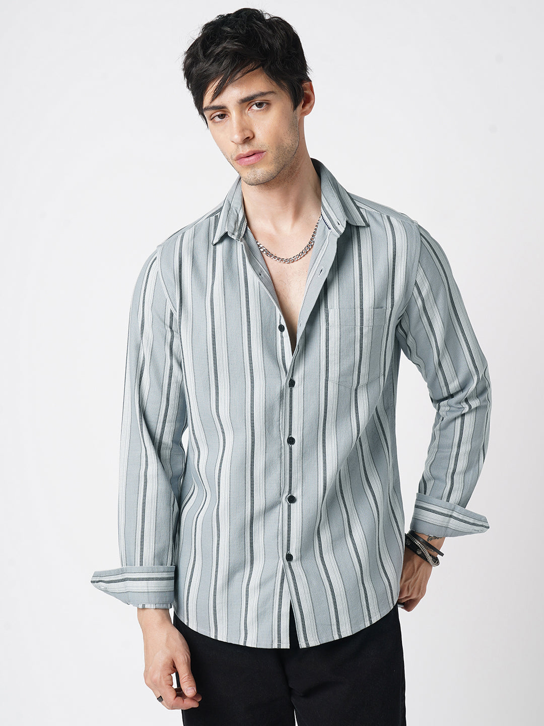 Premium Cotton Ash Flow Linear Shirt