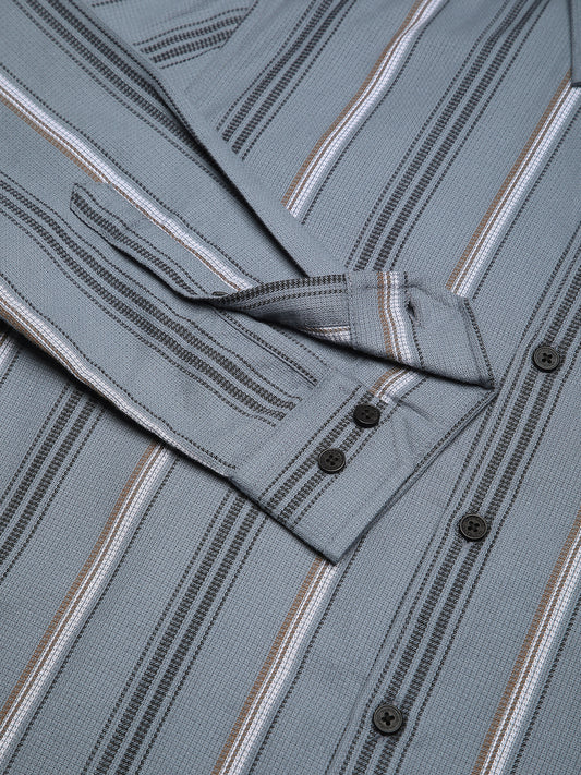 Premium Cotton Power Grey Harmony Striped Shirt