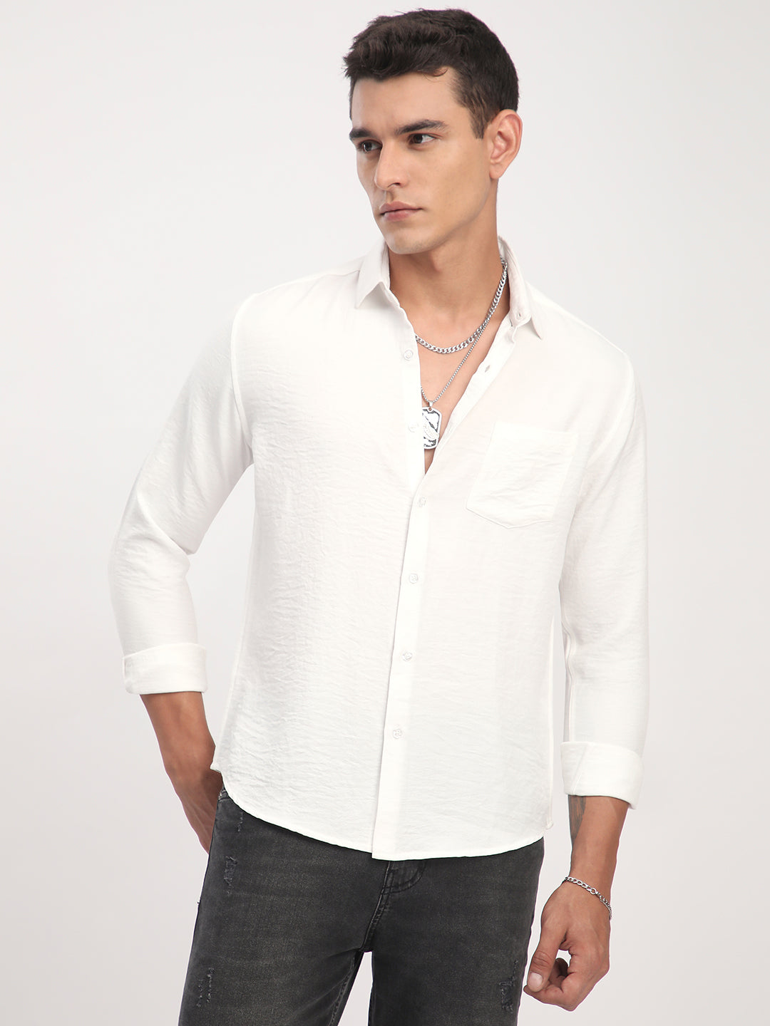 Snow White Crinkled Shirt