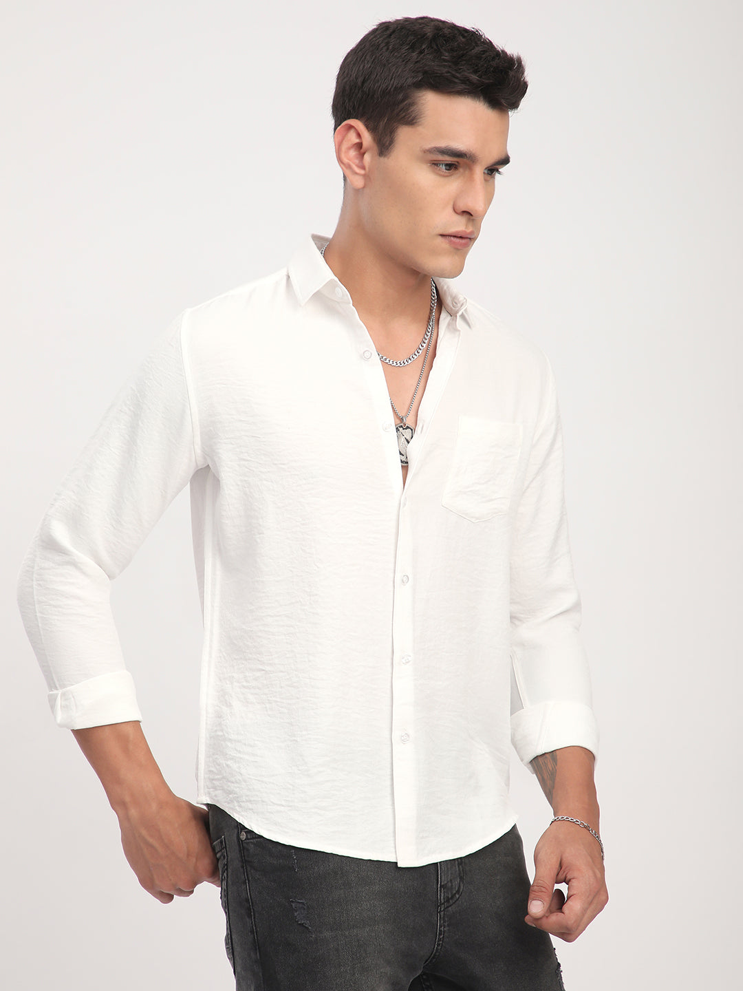 Snow White Crinkled Shirt