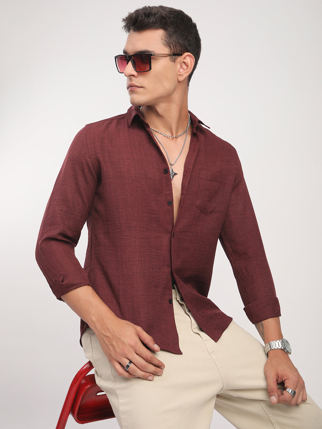 Redwood Minimalist Solid Crinkled Shirt