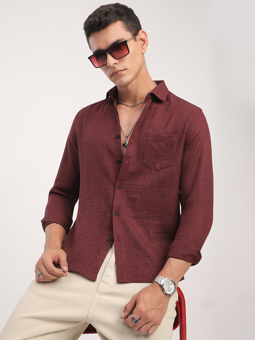 Redwood Minimalist Solid Crinkled Shirt