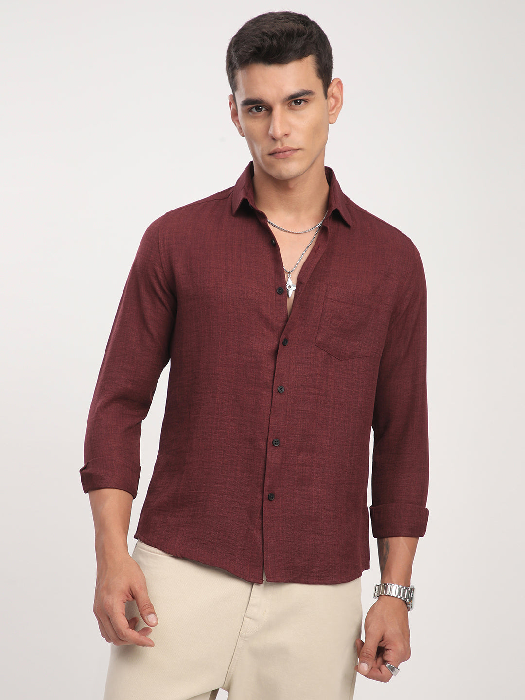 Redwood Minimalist Solid Crinkled Shirt