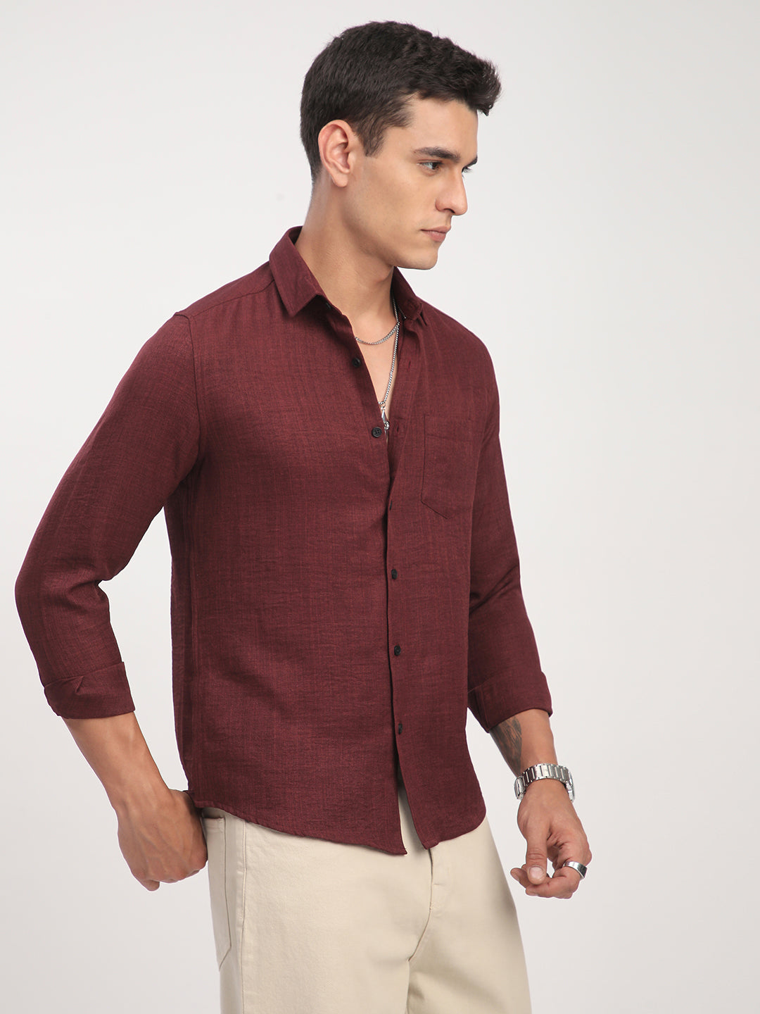 Redwood Minimalist Solid Crinkled Shirt