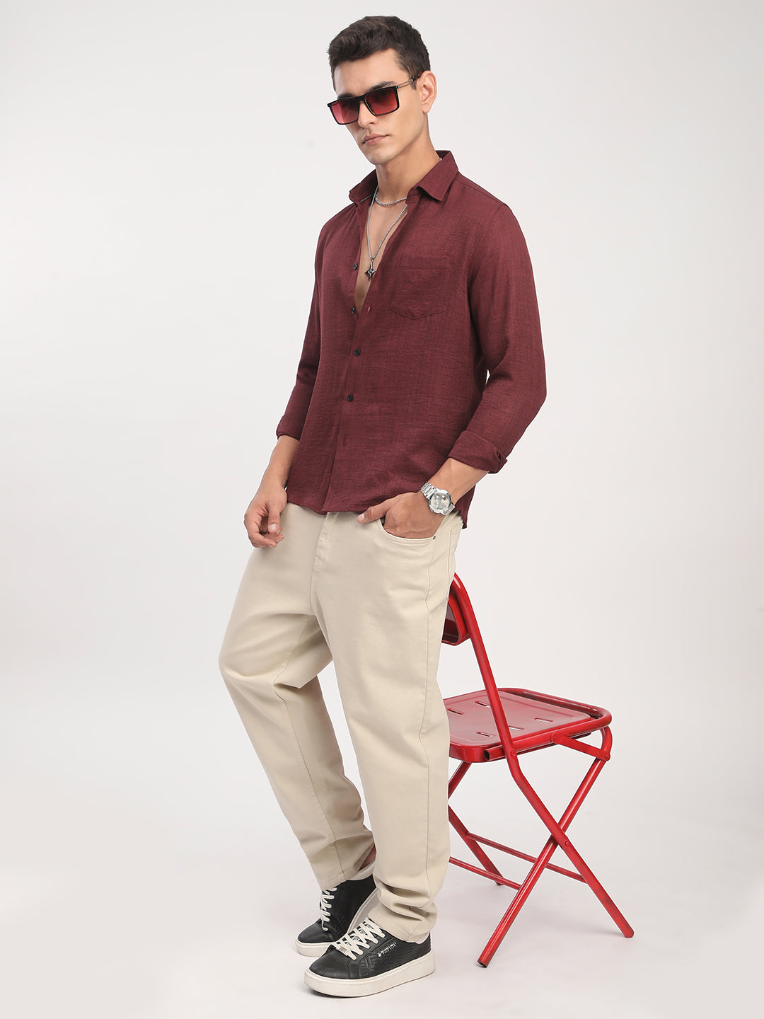 Redwood Minimalist Solid Crinkled Shirt