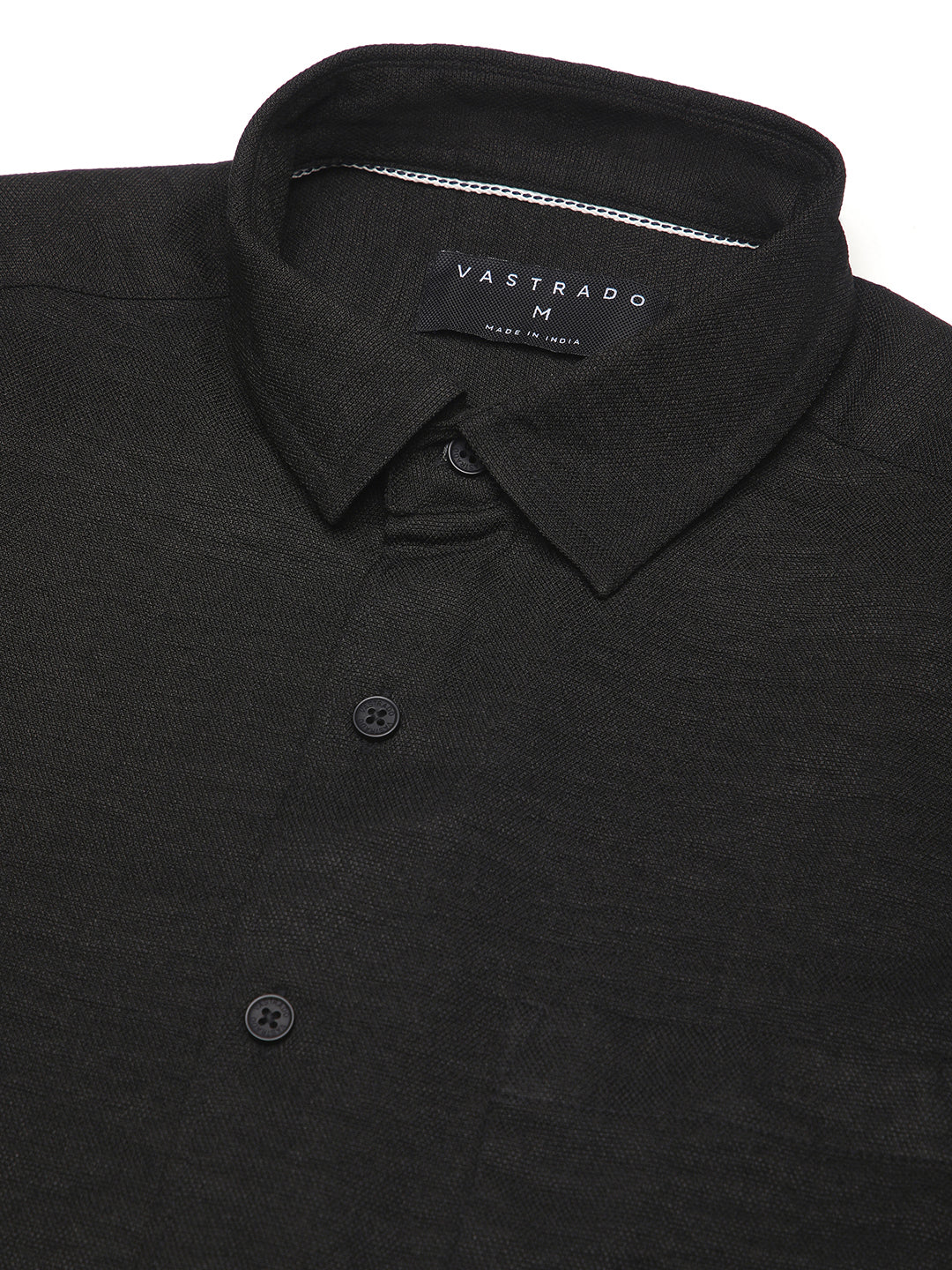 Black Minimalist Solid Crinkled Shirt