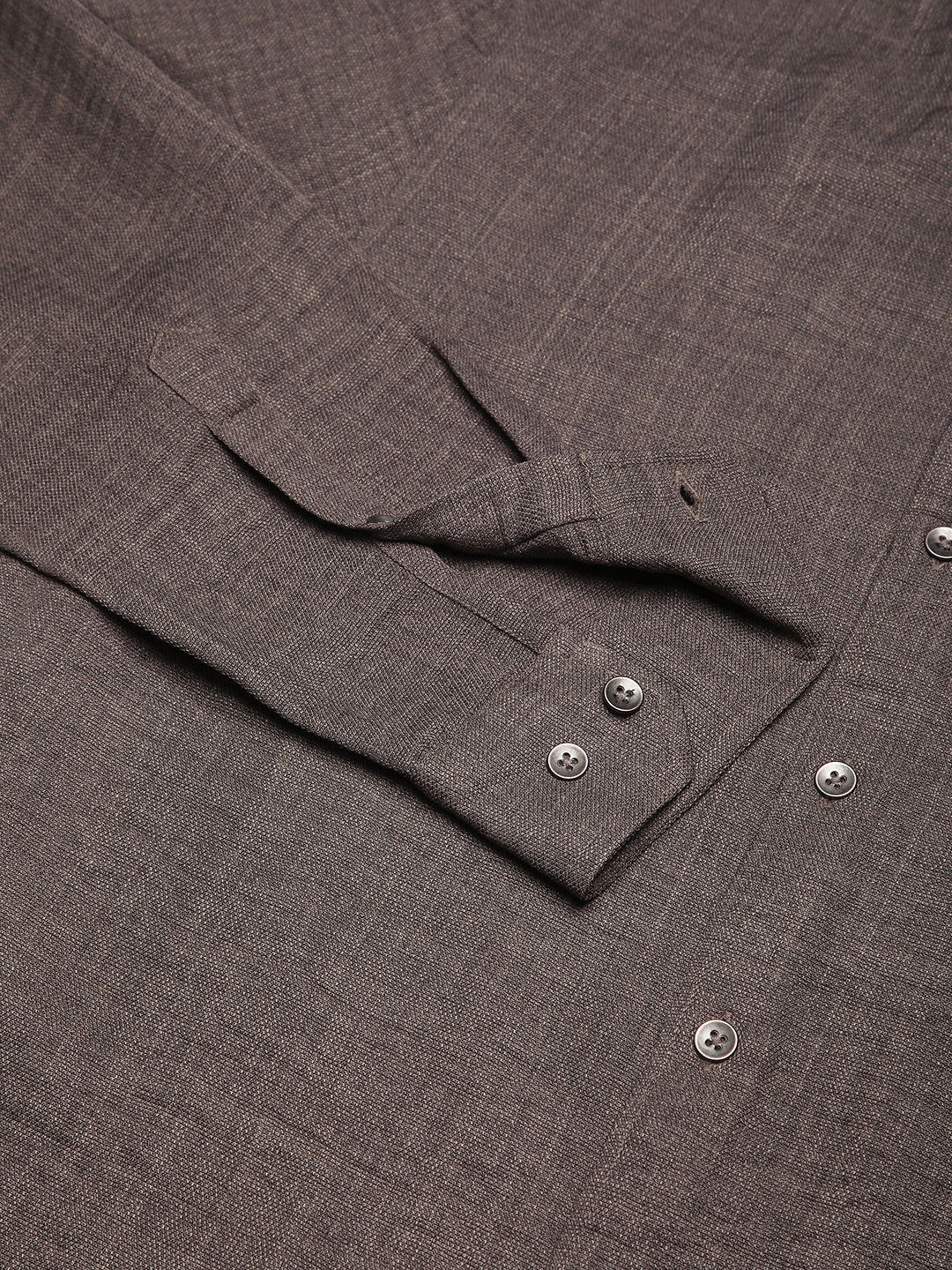 Taupe Minimalist Solid Crinkled Shirt