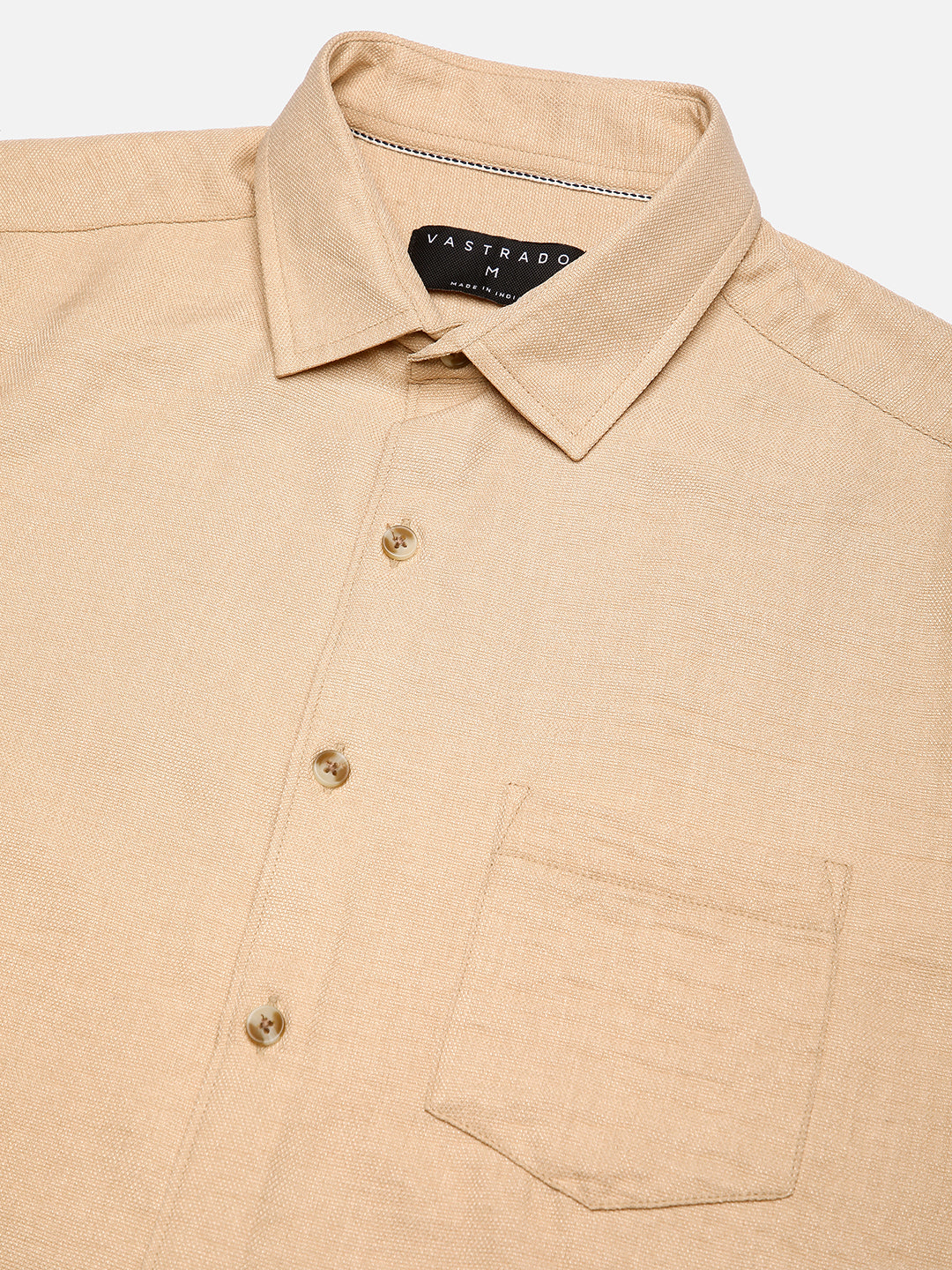 Tan Minimalist Solid Crinkled Shirt