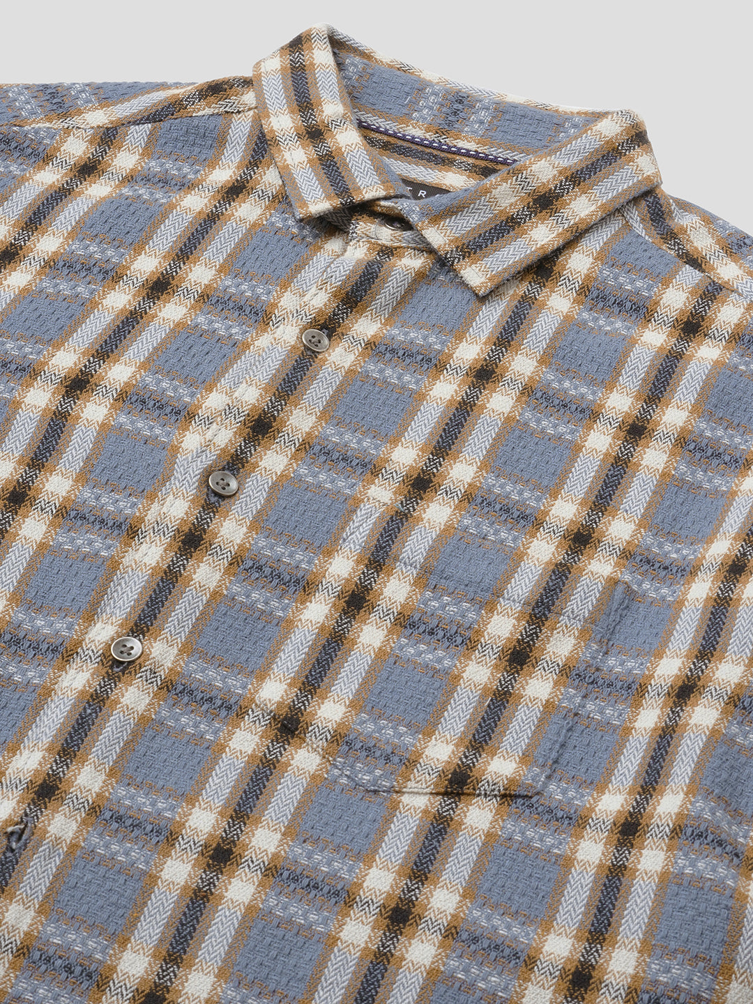 Ocean Blue Chevron Checkered Woven Shirt