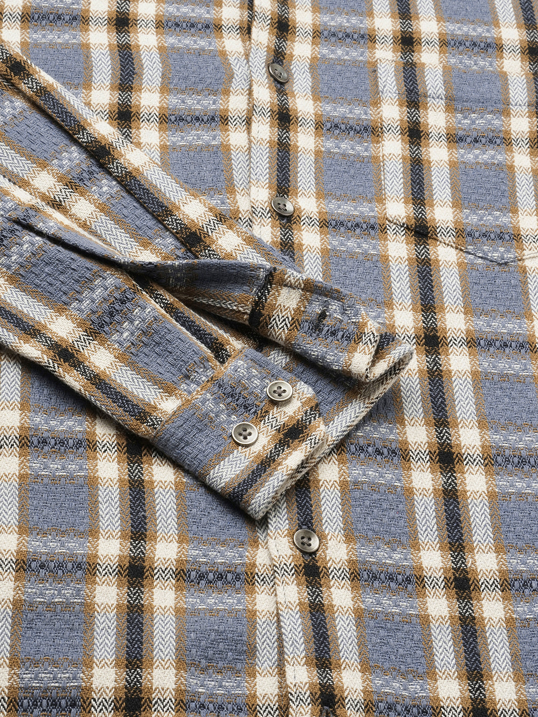 Ocean Blue Chevron Checkered Woven Shirt